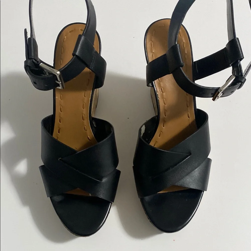 Women's Black Strappy Ankle‑Buckle Sandals